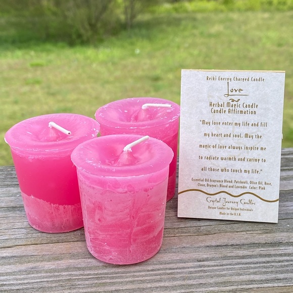 Love Reiki votive candles 3 Pack Crystal Journey Candles made in USA natural - Picture 2 of 3